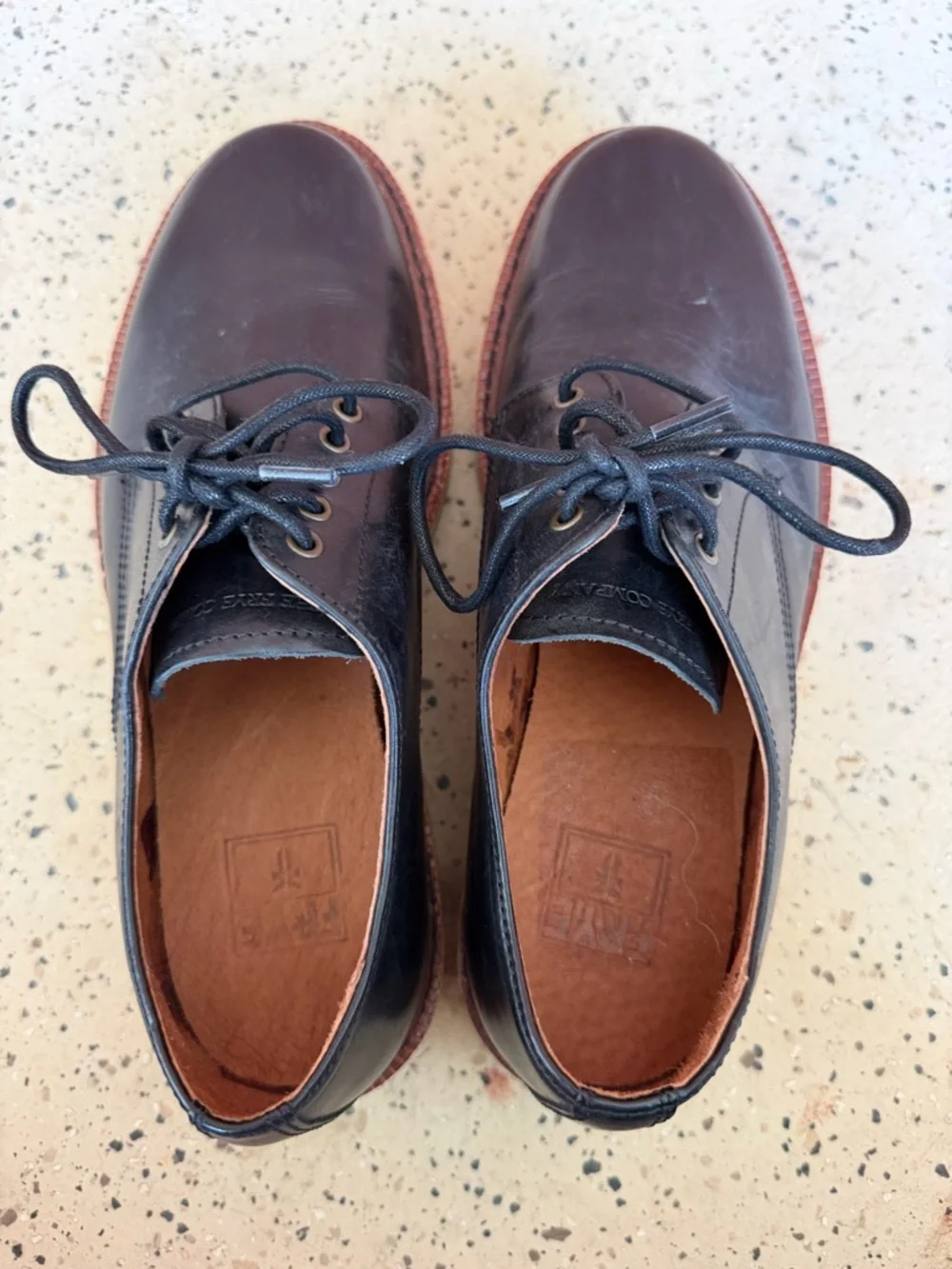 Frye Black Oxford Luke Leather Lace Up Dress Shoes men’s size‎ 7